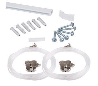 STAS minirail white 59" - complete kit, including 2 clear cords with cobra end 59" with STAS zipper