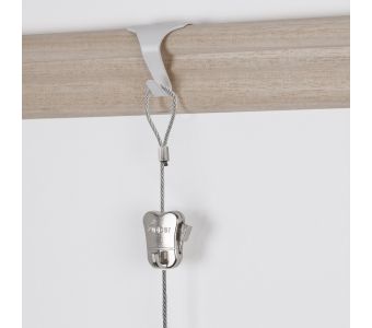 STAS moulding hook white + STAS steel cable with loop end 150 cm (59") + zipper